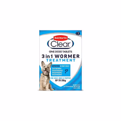 Bob Martin Clear 3-in-1 Wormer Tablets for Dogs Up To 20kg - 2 Tablets