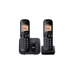 Panasonic KX-TGC222EB Digital Cordless Phone with LCD Display - Black (Pack of 2)
