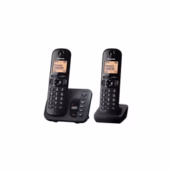 Panasonic KX-TGC222EB Digital Cordless Phone with LCD Display - Black (Pack of 2)
