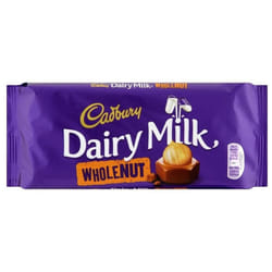 Cadbury Dairy Milk Chocolate Whole Nut Bar (120g)