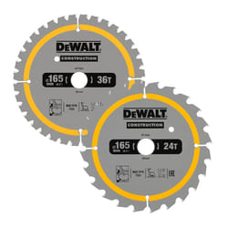 Dewalt DT90270 Construction Circular Saw Blade 2 Pack 165mm 24 + 36 Tooth DCS565