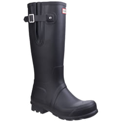 ) Hunter Original Side Adjustable Rubber Men's Black Wellington Boots - Black, 10 (Adults'