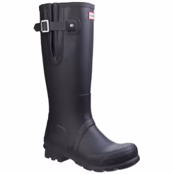 ) Hunter Original Side Adjustable Rubber Men's Black Wellington Boots - Black, 7 (Adults'