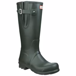 ) Hunter Original Side Adjustable Rubber Men's Dark Olive Wellington Boots - Green, 10 (Adults'