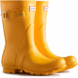 ) Hunter Original Short Wellington Boots Rubber Women's Yellow Wellington Boots - Yellow, 6 (Adults'