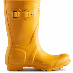 ) Hunter Original Short Wellington Boots Rubber Women's Yellow Wellington Boots - Yellow, 6 (Adults'