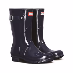 ) Hunter Original Short Gloss Rubber Women's Navy Wellington Boots - Blue, 4 (Adults'