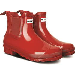 ) Hunter Original Chelsea Gloss Rubber Women's Military Red Wellington Boots - Red, 6 (Adults'