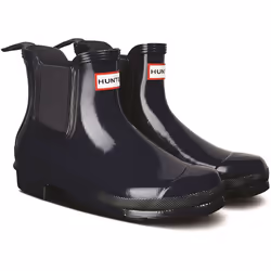 ) Hunter Original Chelsea Gloss Rubber Women's Navy Wellington Boots - Blue, 6 (Adults'