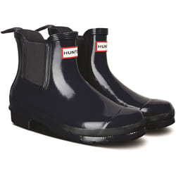 ) Hunter Original Chelsea Gloss Rubber Women's Navy Wellington Boots - Blue, 7 (Adults'