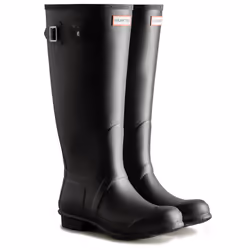 ) Hunter Original Tall Wide Rubber Women's Black Wellington Boots - Black, 6 (Adults'