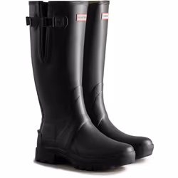 ) Hunter Balmoral Adjustable Rubber Black Wellington Boots - Black, 7 (Adults'