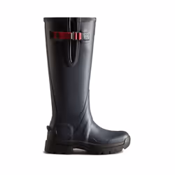 ) Hunter Balmoral Adjustable Rubber Women's Navy/Peppercorn Wellington Boots - Blue, 6 (Adults'