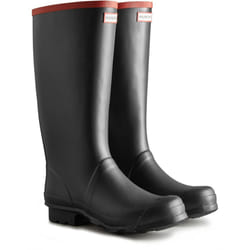 ) Hunter Argyll Full Knee Rubber Black Wellington Boots - Black, 7 (Adults'
