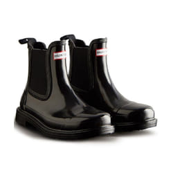 Women's Pull On Black Gloss Ankle Chelsea Boots - Women's UK 4