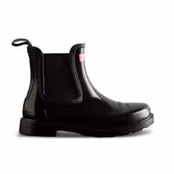 Women's Pull On Black Gloss Ankle Chelsea Boots - Women's UK 5