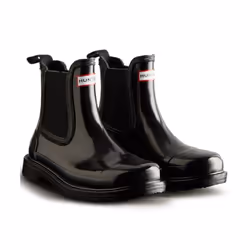 Women's Pull On Black Gloss Ankle Chelsea Boots - Women's UK 8