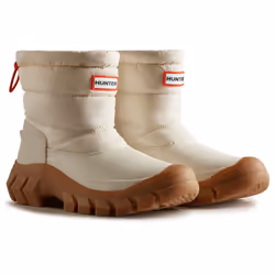 ) Hunter Intrepid Nylon Women's White Willow/Gum Wellington Boots - Brown, 8 (Adults'