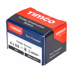 Timco Twin-Threaded Double Countersunk Silver Woodscrews - 4 x 5/8