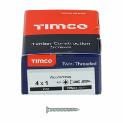 TIMCO Twin-Threaded Countersunk Silver Woodscrews - 4 x 1