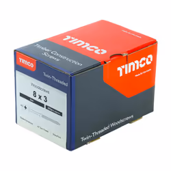 TIMCO Twin-Threaded Countersunk Silver Woodscrews - 8 x 3