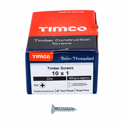 TIMCO Twin-Threaded Countersunk Silver Woodscrews - 10 x 1