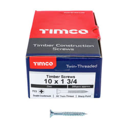 Timco Twin-Threaded Double Countersunk Silver Woodscrews - 10 x 1 3/4