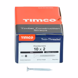 Timco Twin-Threaded Double Countersunk Silver Woodscrews - 10 x 2