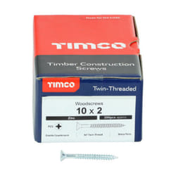 Timco Twin-Threaded Double Countersunk Silver Woodscrews - 10 x 2
