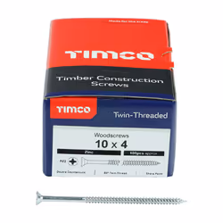 TIMCO Twin-Threaded Countersunk Silver Woodscrews - 10 x 4