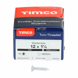 TIMCO Twin-Threaded Countersunk Silver Woodscrews - 12 x 1 1/4
