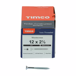 TIMCO Twin-Threaded Countersunk Silver Woodscrews - 12 x 2 1/2