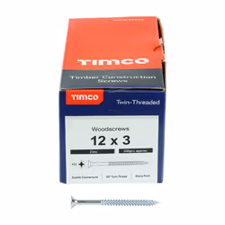 TIMCO Twin-Threaded Countersunk Silver Woodscrews - 12 x 3