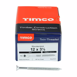 TIMCO Twin-Threaded Countersunk Silver Woodscrews - 12 x 3 1/2