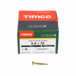 Timco Classic Multi-Purpose Double Countersunk Gold Woodscrews - 5.0 x 35