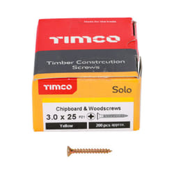 Timco Solo Double Countersunk Gold Woodscrews - 3.0 x 25