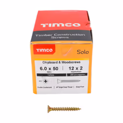 Timco Solo Double Countersunk Gold Woodscrews - 6.0 x 50