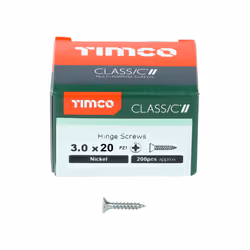 Timco Classic Countersunk Multi-Purpose Hinge Screws (Nickel) - 3 x 20mm (200 Pack Box)