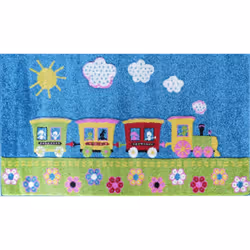 Kids Children Bedroom Playroom Floor Rug Trains/Multi-colour (80x150cm), Polyester, 80 x 150 cm