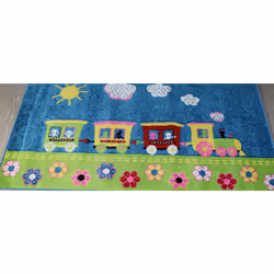 Kids Children Bedroom Playroom Floor Rug Trains/Multi-colour (80x150cm), Polyester, 80 x 150 cm