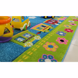 Kids Children Bedroom Playroom Floor Rug Trains/Multi-colour (80x150cm), Polyester, 80 x 150 cm