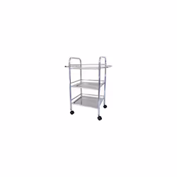 Lucy 3Tier Shelf TrolleyStorage Rolling Cart with 2 Handles Metal Chrome 585x32x74cm