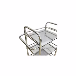 Lucy 3Tier Shelf TrolleyStorage Rolling Cart with 2 Handles Metal Chrome 585x32x74cm