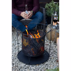La Hacienda Kora Perforated Firebasket, Freestanding fireplace, Open, Firewood, Black, Outdoor, Round