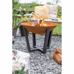 La Hacienda Icarus Medium, Freestanding fireplace, Open, Firewood, Black, Brown, Outdoor, Round