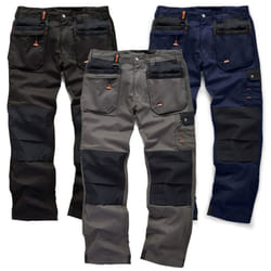 Scruffs WORKER PLUS Black, Graphite Grey or Navy Work Trousers (All Sizes) Trade Hardwearing - 28in Waist / 32in Leg, Black