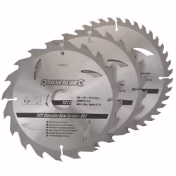 Silverline 180mm x 30mm TCT Circular Saw Blades Pack x3 (20T/24T/40T 16mm Rings)