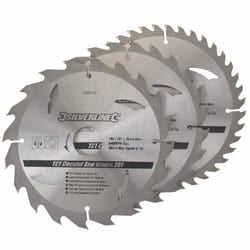 Silverline 180mm x 30mm TCT Circular Saw Blades Pack x3 (20T/24T/40T 16mm Rings)
