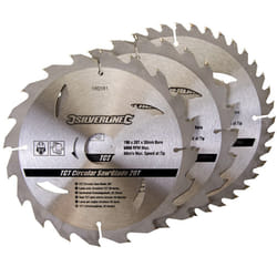 Silverline 190mm x 30mm TCT Circular Saw Blades Pack x3 (20/24/40T 20mm Rings)