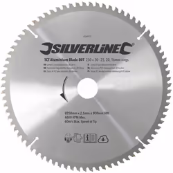 Silverline Tct Aluminium Blade 80t 250 x 30 - 25, 20, 16mm Rings - 20 456915 - blade aluminium tct 80t 250 x 30 silverline 1 ...